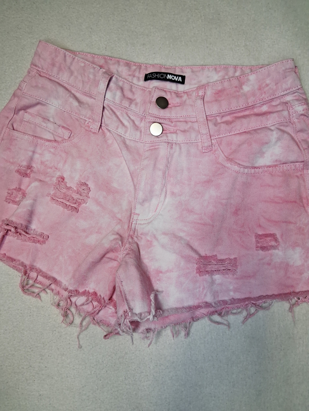 Junior Womens Pink Distressed Denim Shorts - Fashion Nova - Picture 3 of 8